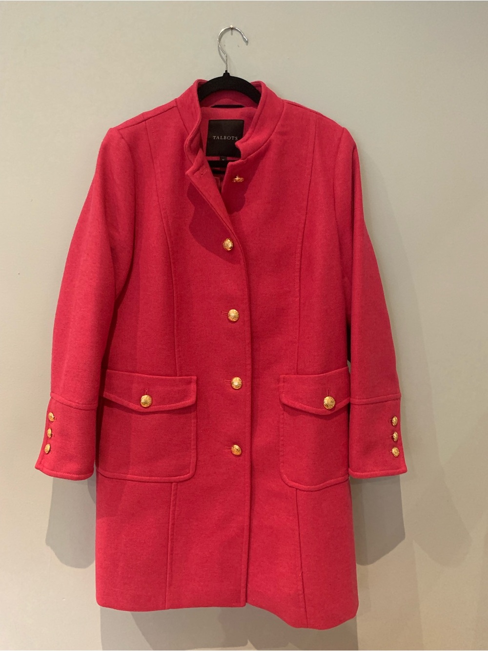 Talbots Women's Hot Pink Wool Blend Military Coat